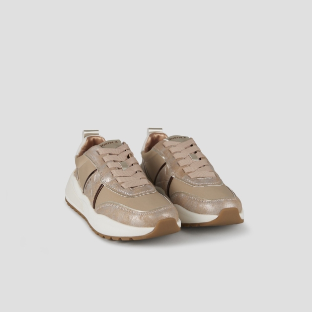 Sneakers Alexander Smith blaze donna in nylon avorio e laminato polveroso oro - 3