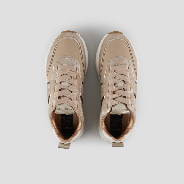 Sneakers Alexander Smith blaze donna in nylon avorio e laminato polveroso oro - 5