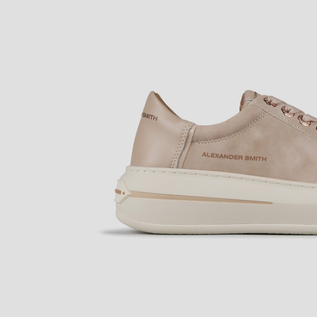 Sneakers Alexander Smith lancaster donna in suede beige e tallone in pelle gommata - 3