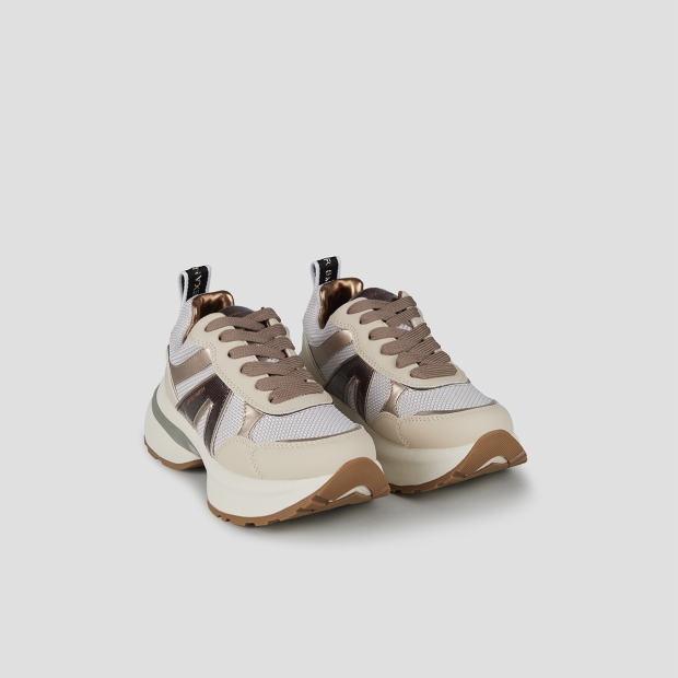 Sneakers Alexander Smith victoria donna in mesh argento e dettagli specchio con logo laterale marrone - 3