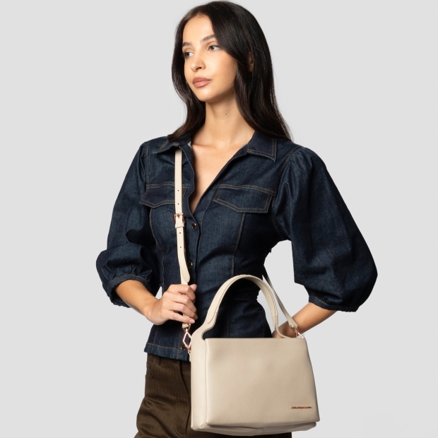 Sneakers Alexander Smith cindy borsa a spalla con tracolla in pelle bottalata beige - 2