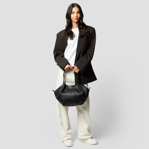 Sneakers Alexander Smith rachel medium borsa a spalla in pelle bottalata nera - 7