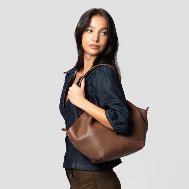 Sneakers Alexander Smith rachel medium borsa a spalla in pelle bottalata marrone - 2