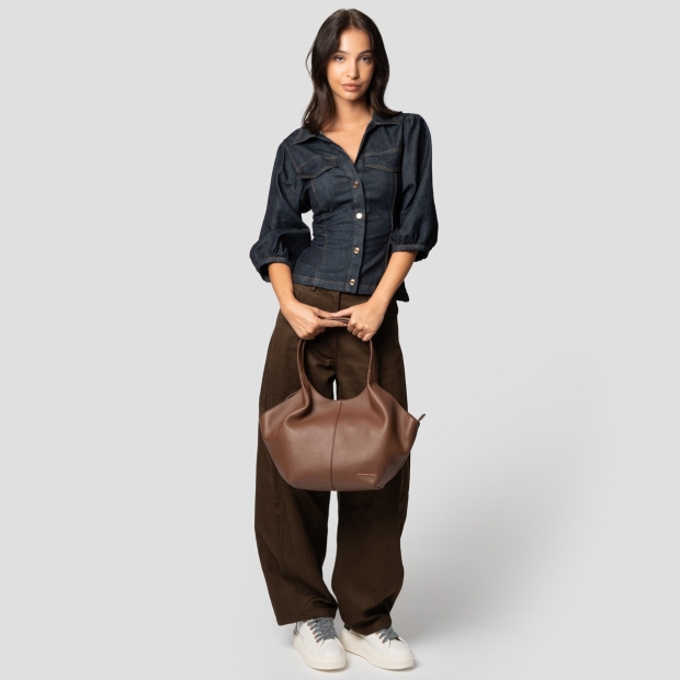 Sneakers Alexander Smith rachel medium borsa a spalla in pelle bottalata marrone - 7