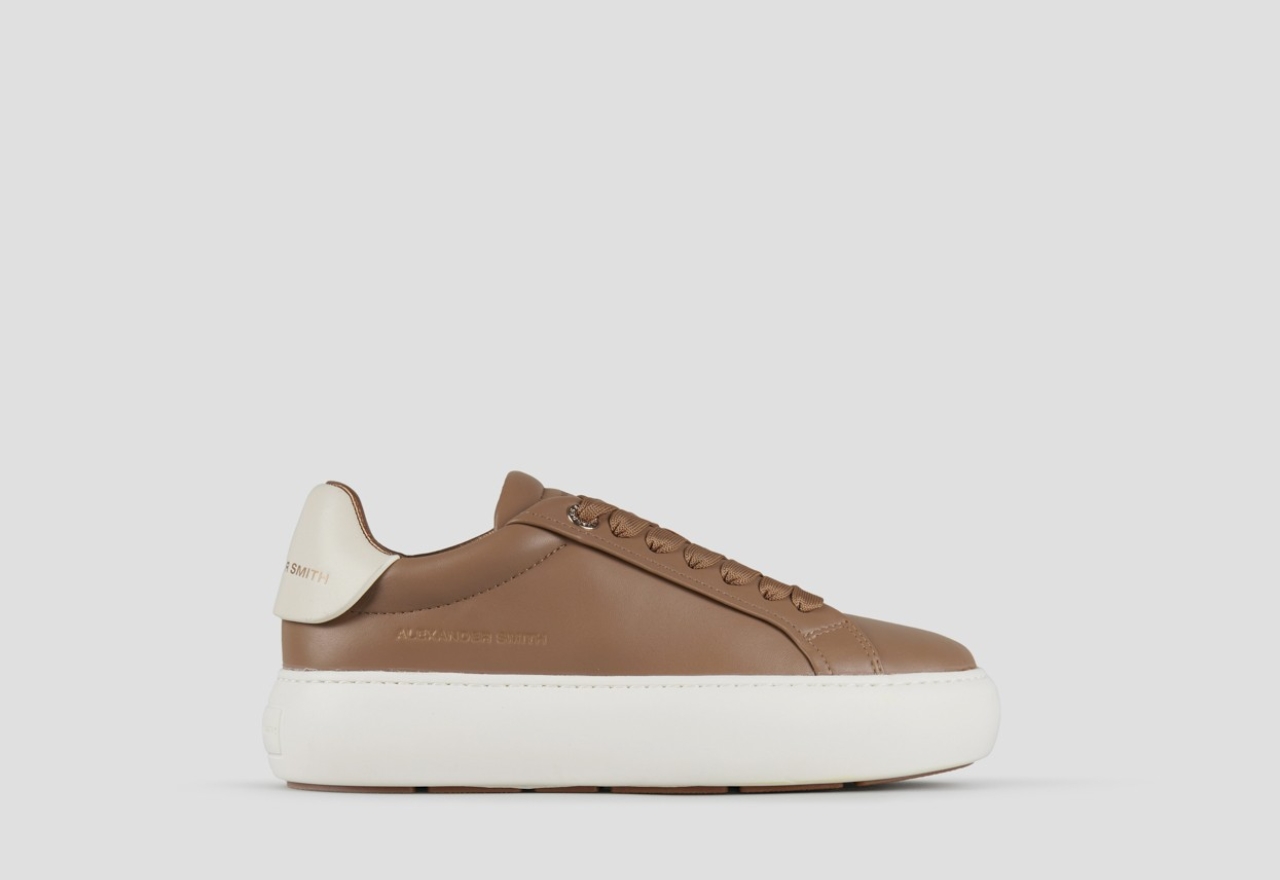 Sneakers Alexander Smith soho donna in morbida pelle sabbia e tallone crema - 1