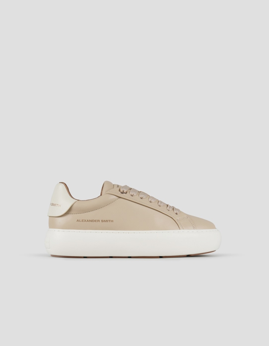 Sneakers Alexander Smith soho donna in morbida pelle beige e tallone crema - 1