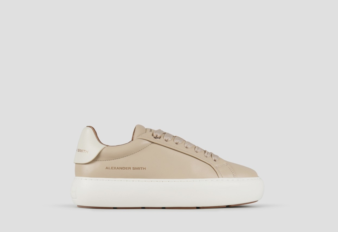 Sneakers Alexander Smith soho donna in morbida pelle beige e tallone crema - 1