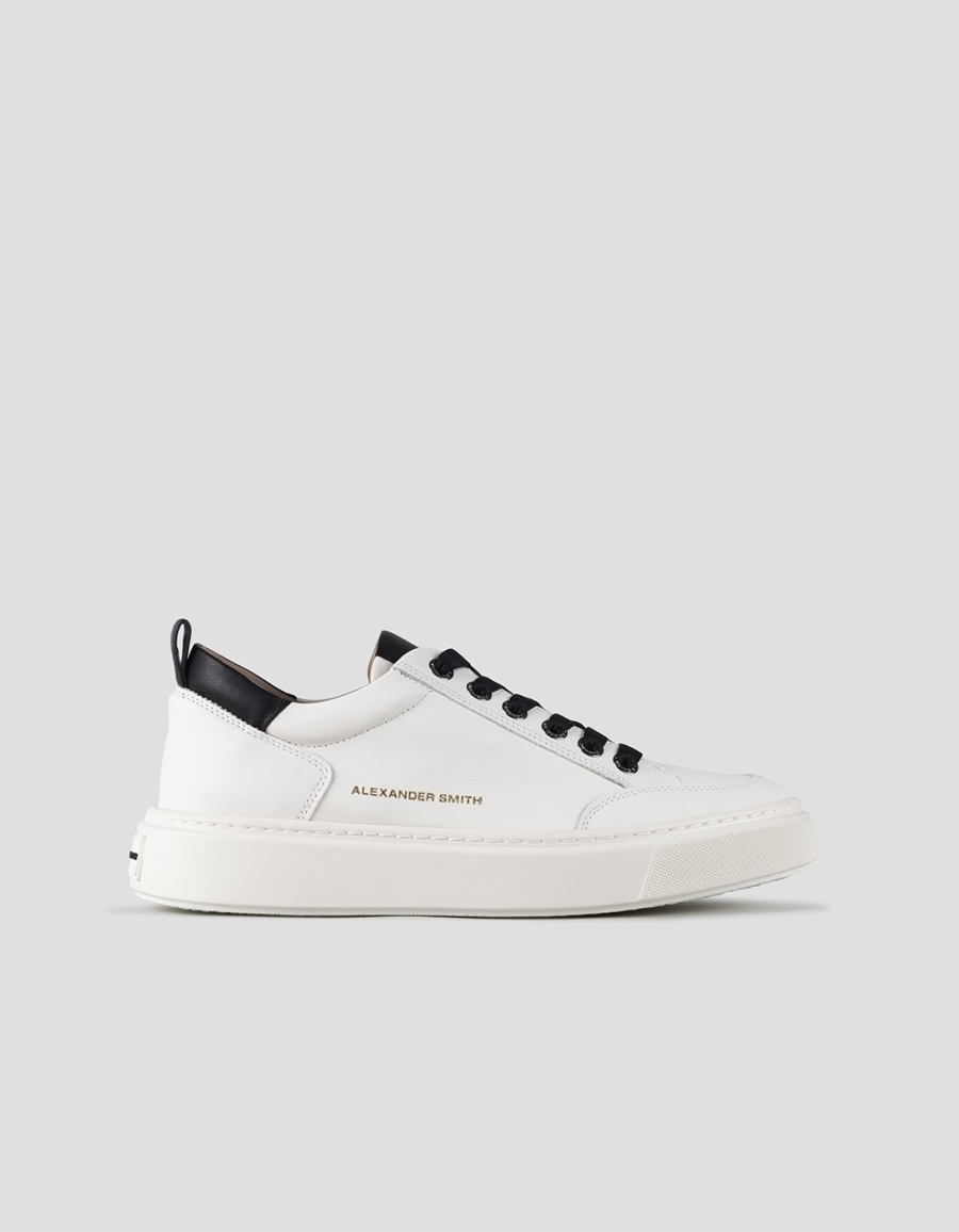 Sneakers Alexander Smith bond uomo in pelle di capra bianca con dettagli in pelle nera - 1