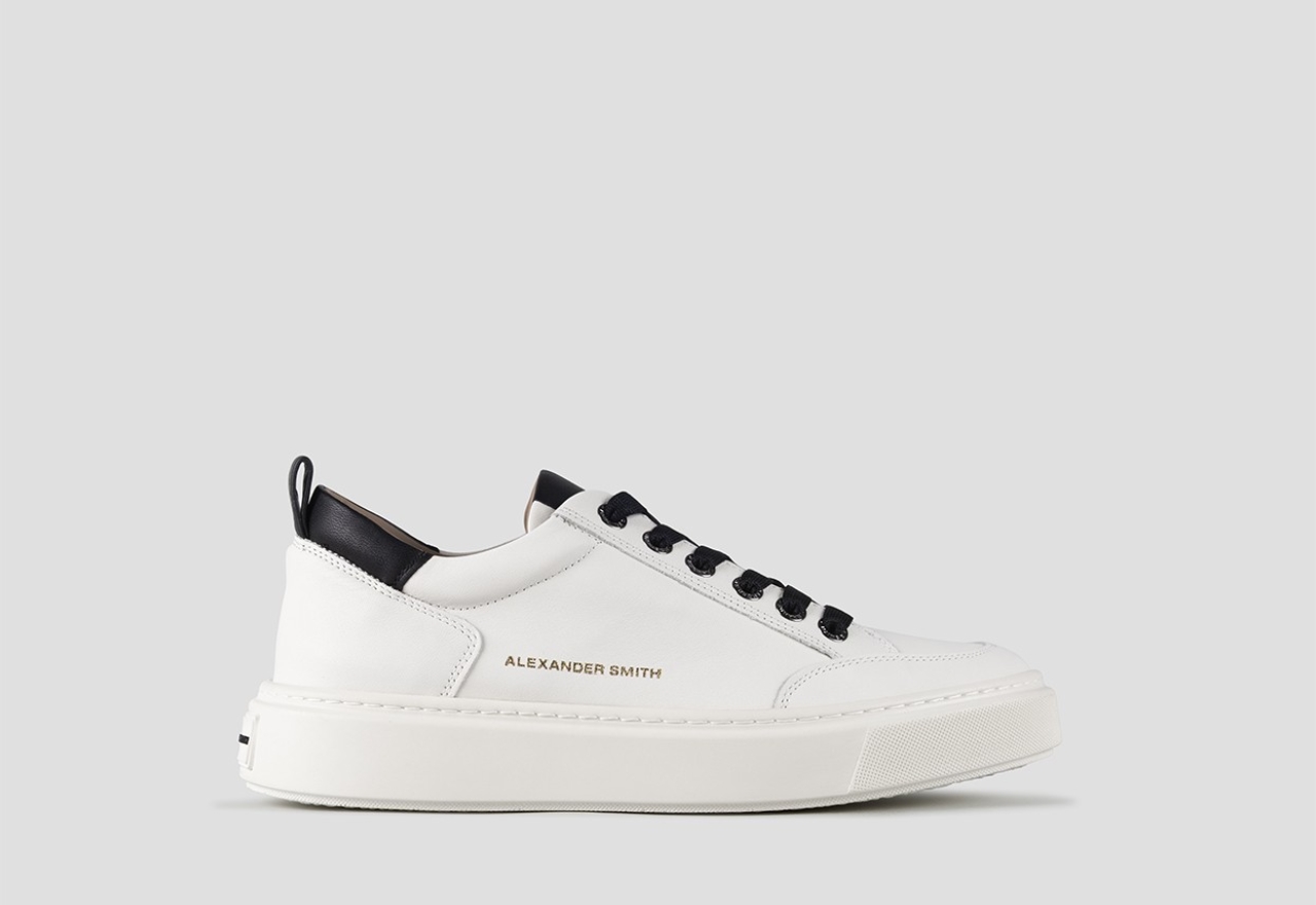 Sneakers Alexander Smith bond uomo in pelle di capra bianca con dettagli in pelle nera - 1