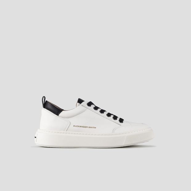 Sneakers Alexander Smith bond uomo in pelle di capra bianca con dettagli in pelle nera - 1