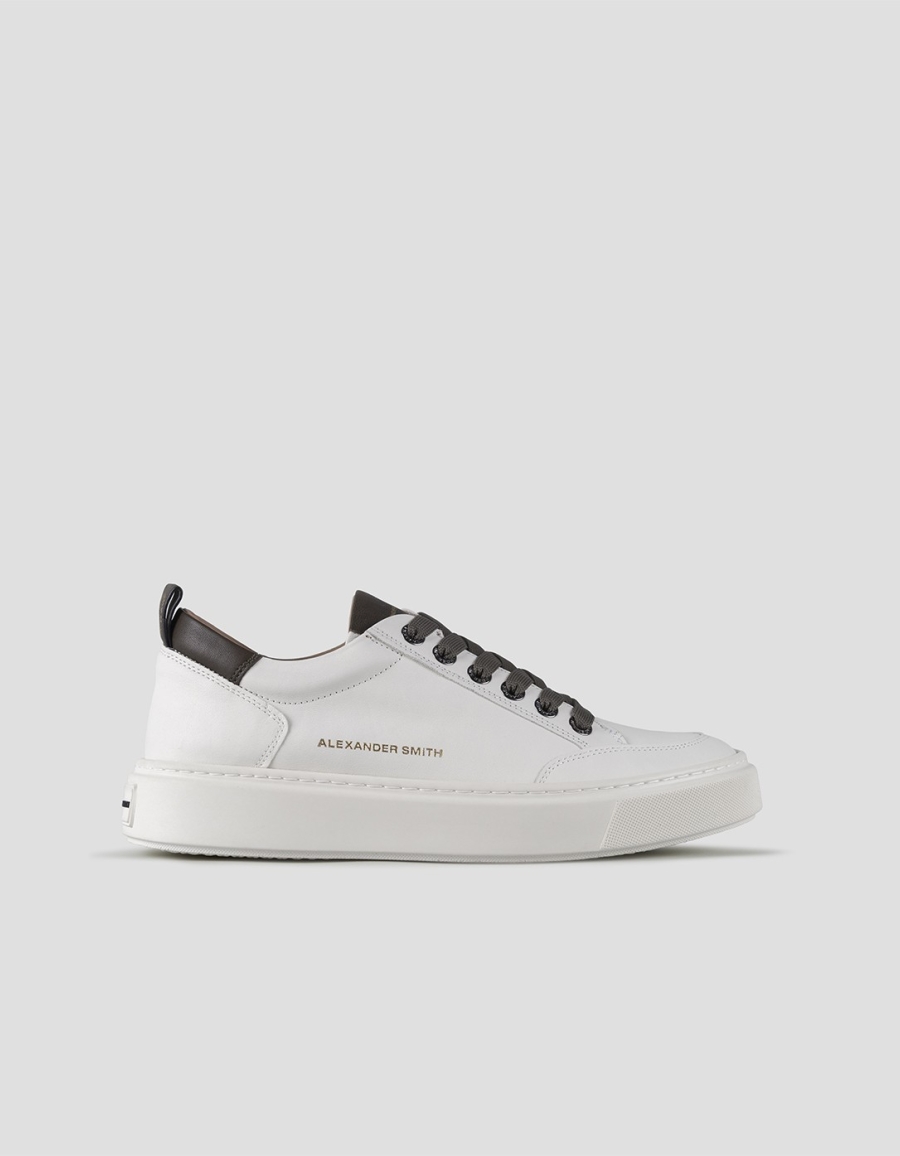Sneakers Alexander Smith bond uomo in pelle di capra bianca e dettagli in pelle verde - 1