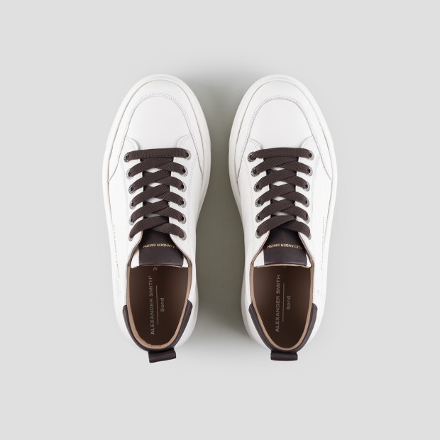 Sneakers Alexander Smith bond uomo in pelle di capra bianca e dettagli in pelle marrone - 5
