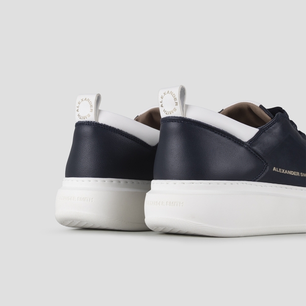 Sneakers Alexander Smith wembley uomo alta frequenza in morbida pelle blu e dettagli bianchi - 4