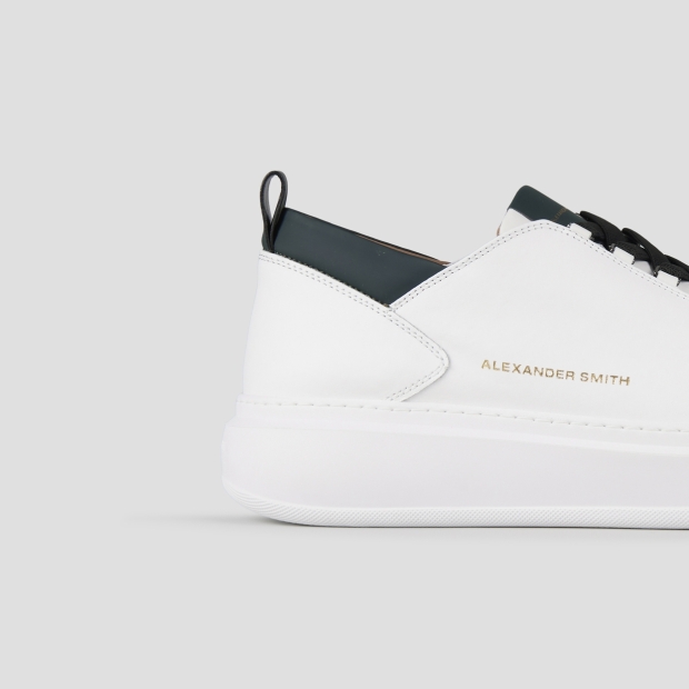 Sneakers Alexander Smith wembley uomo in morbida pelle bianca e dettagli verde scuro - 2