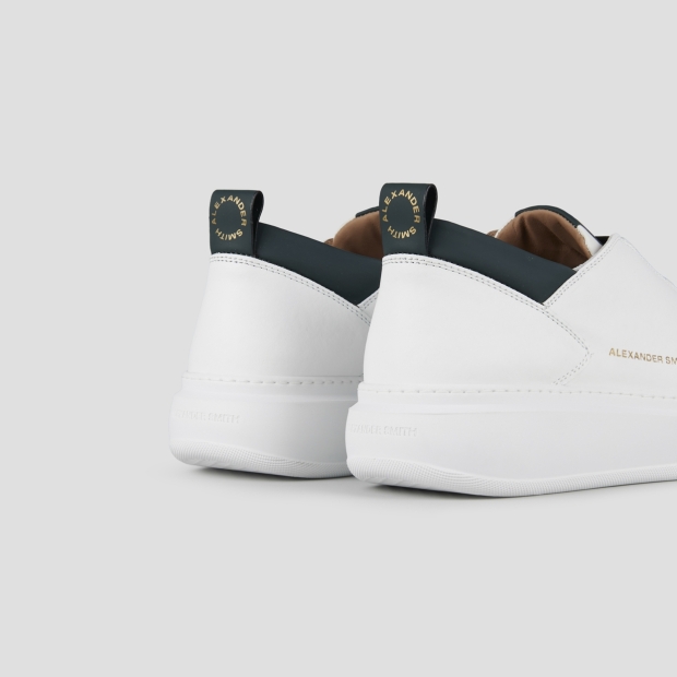 Sneakers Alexander Smith wembley uomo in morbida pelle bianca e dettagli verde scuro - 4