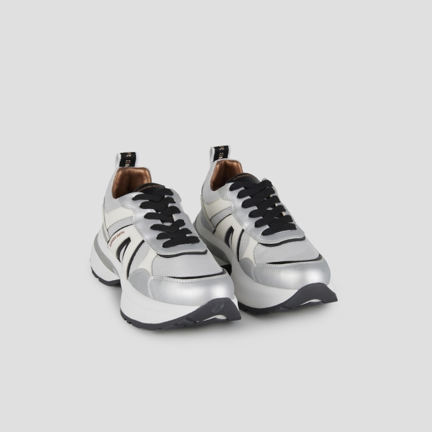 Sneakers Alexander Smith victoria donna in pelle e mesh argento con dettagli specchio - 4