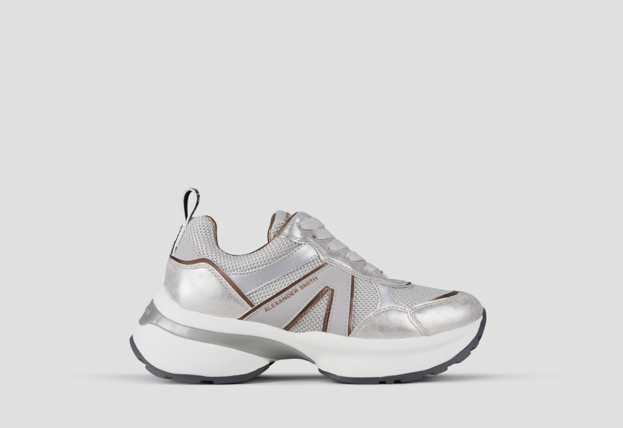 Sneakers Alexander Smith victoria donna in tessuto mesh e laminato polveroso grigio - 1