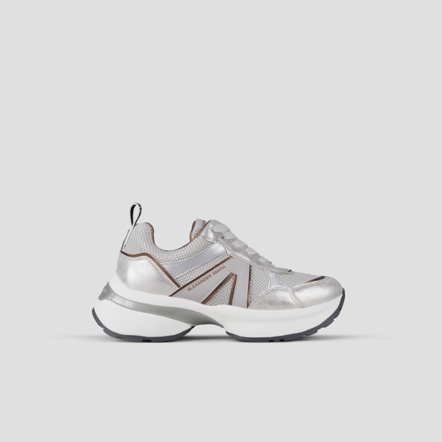 Sneakers Alexander Smith victoria donna in tessuto mesh e laminato polveroso grigio - 1