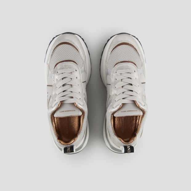 Sneakers Alexander Smith victoria donna in tessuto mesh e laminato polveroso grigio - 6