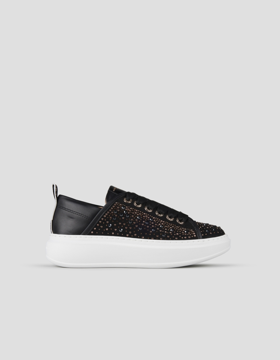 Sneakers Alexander Smith wembley donna in pelle nera e full strass - 1