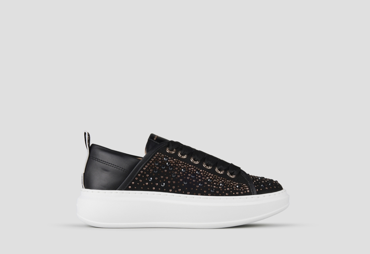 Sneakers Alexander Smith wembley donna in pelle nera e full strass - 1