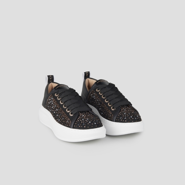 Sneakers Alexander Smith wembley donna in pelle nera e full strass - 3
