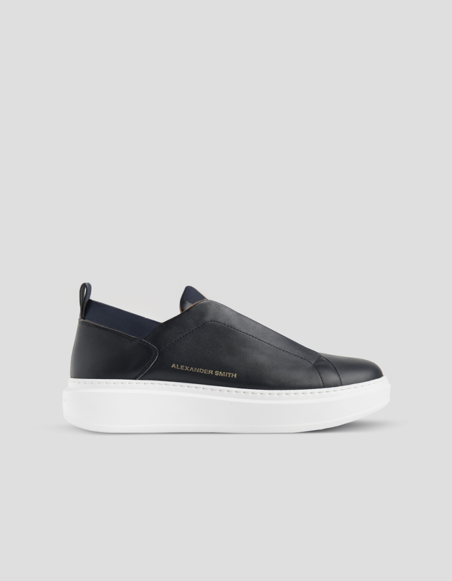 Sneakers Alexander Smith wembley slip-on uomo in morbida pelle blu - 1