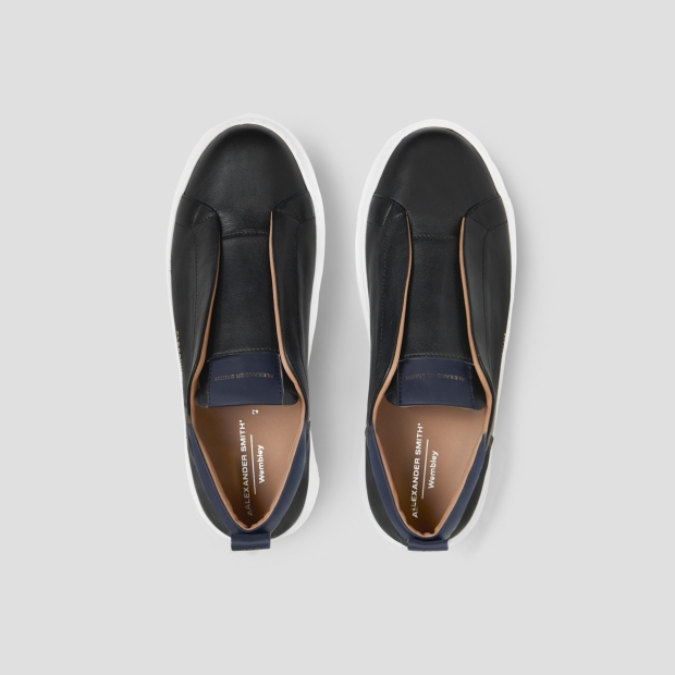 Sneakers Alexander Smith wembley slip-on uomo in morbida pelle blu - 5