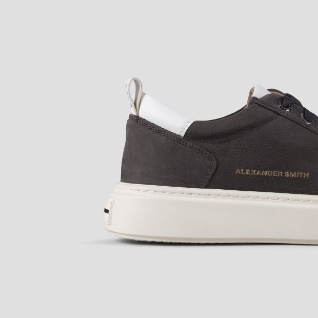 Sneakers Alexander Smith bond uomo in nabuk marrone e dettagli in pelle bianca - 2