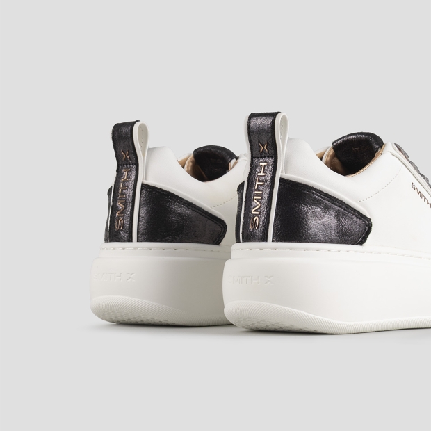 Sneakers Alexander Smith stone donna in bianco e tallone in laminato leopardato grigio - 4