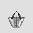 Lauren Small borsa a mano con tracolla in pelle laminata argento