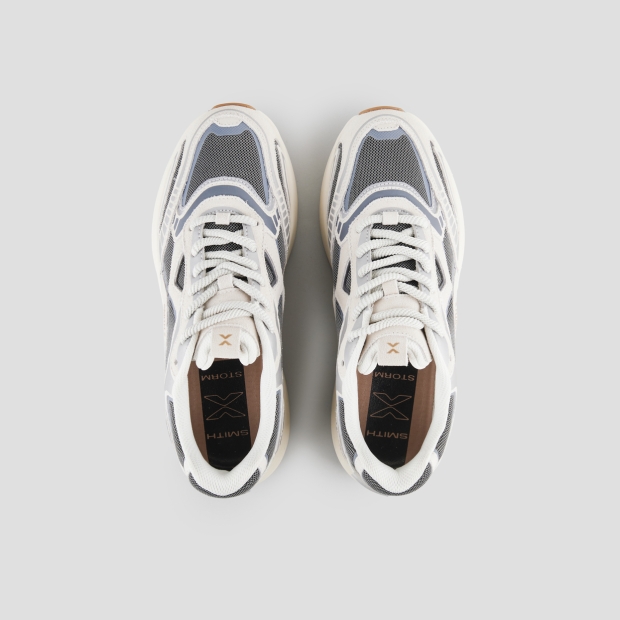 Sneakers Alexander Smith storm uomo in pelle bianca e tessuto tecnico grigio - 6