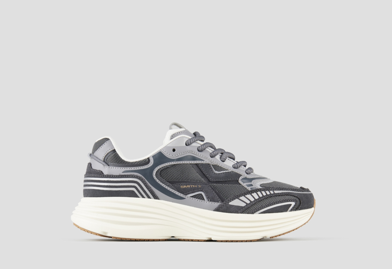 Sneakers Alexander Smith storm uomo in pelle grigia e tessuto tecnico grigio - 1