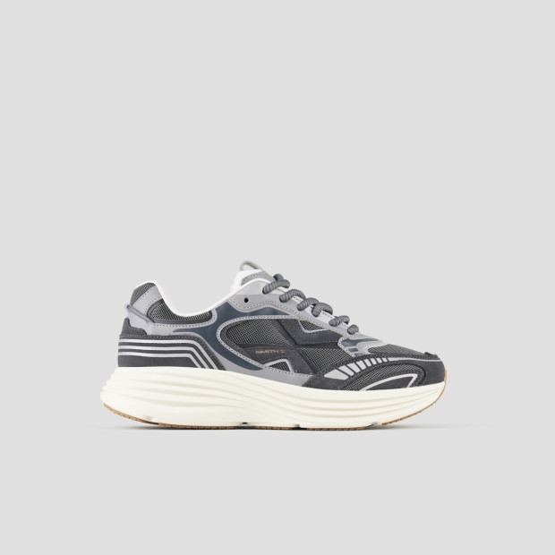 Sneakers Alexander Smith storm uomo in pelle grigia e tessuto tecnico grigio - 1
