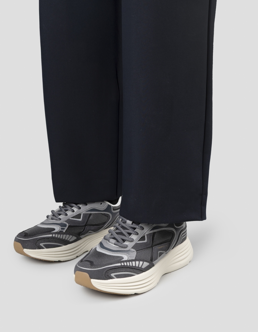 Sneakers Alexander Smith storm uomo in pelle grigia e tessuto tecnico grigio - 2