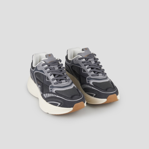 Sneakers Alexander Smith storm uomo in pelle grigia e tessuto tecnico grigio - 4