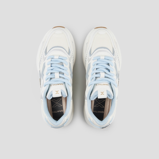 Sneakers Alexander Smith storm donna in pelle bianca e tessuto tecnico con dettagli azzurri - 6