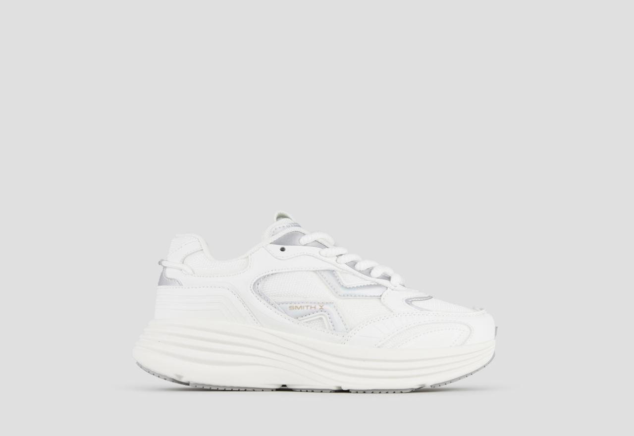 Sneakers Alexander Smith storm donna in pelle bianca e tessuto tecnico con dettagli iridescenti - 1