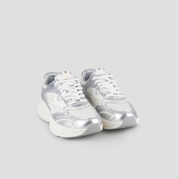 Sneakers Alexander Smith storm donna in pelle laminata argento e tessuto tecnico - 4