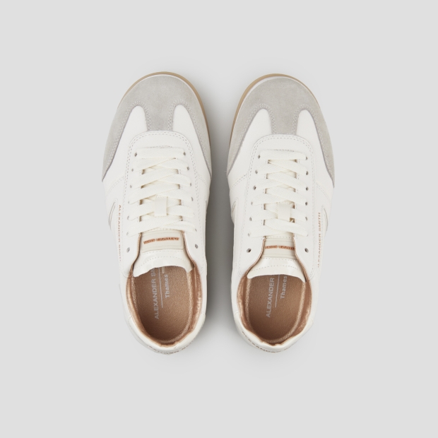 Sneakers Alexander Smith thames donna in pelle bianca e camoscio grigio - 6