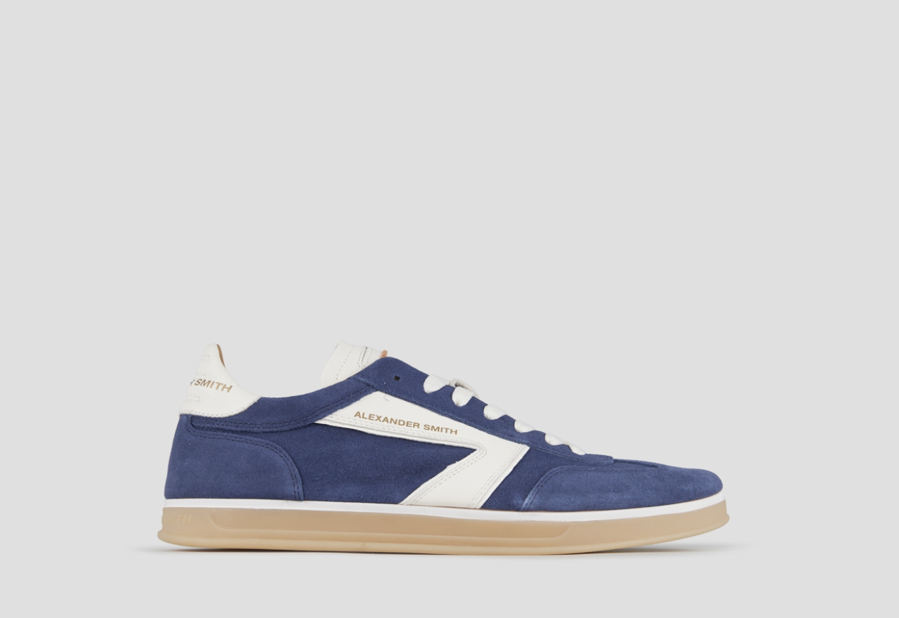 Sneakers Alexander Smith thames uomo in camoscio blu con logo bianco - 1