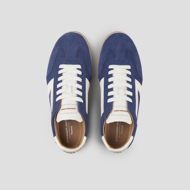 Sneakers Alexander Smith thames uomo in camoscio blu con logo bianco - 6