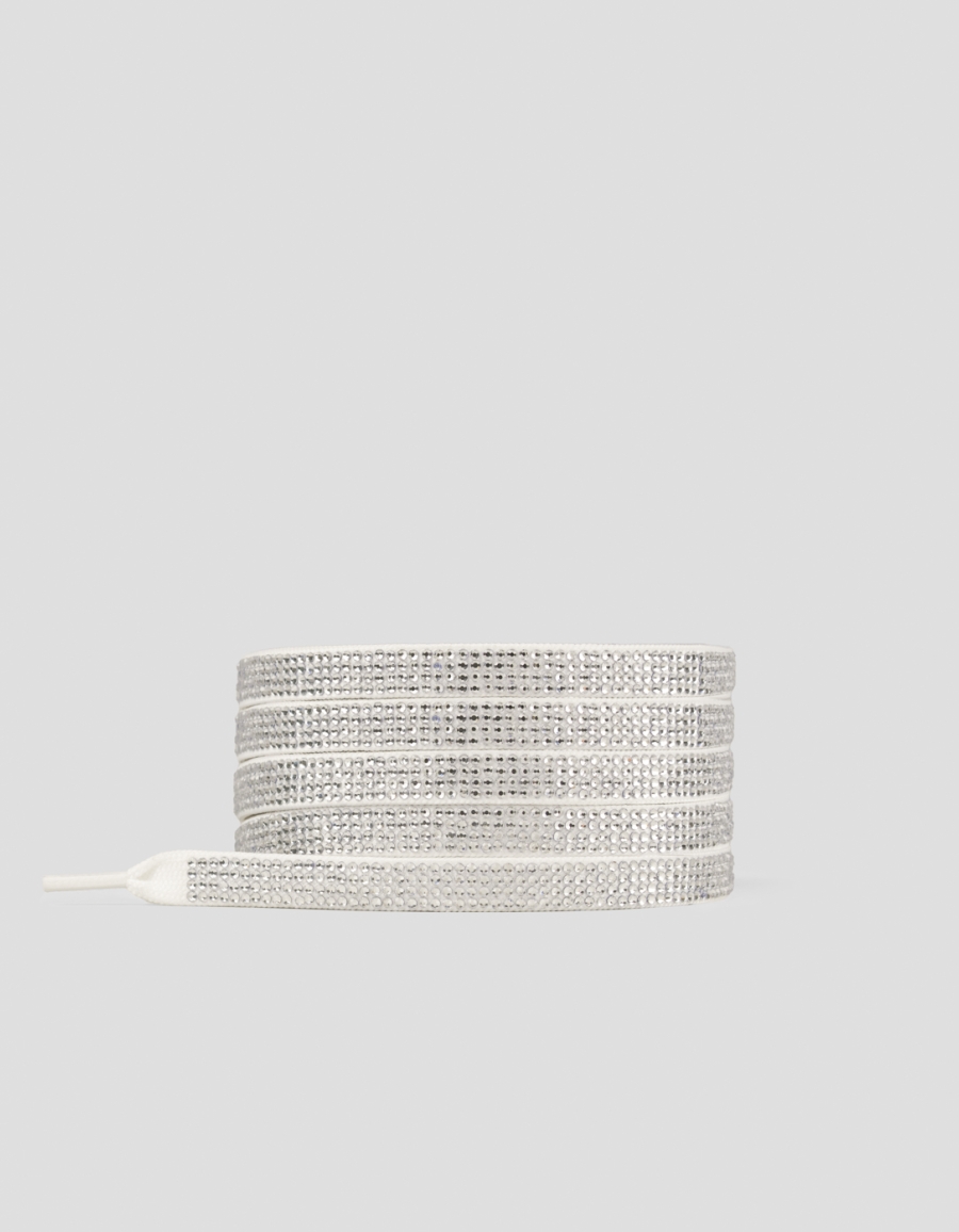 Sneakers Alexander Smith lacci donna full strass in bianco con strass oro - 1