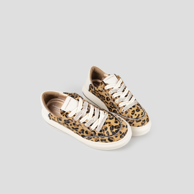 Sneakers Alexander Smith lacci donna full strass in bianco con strass oro - 2