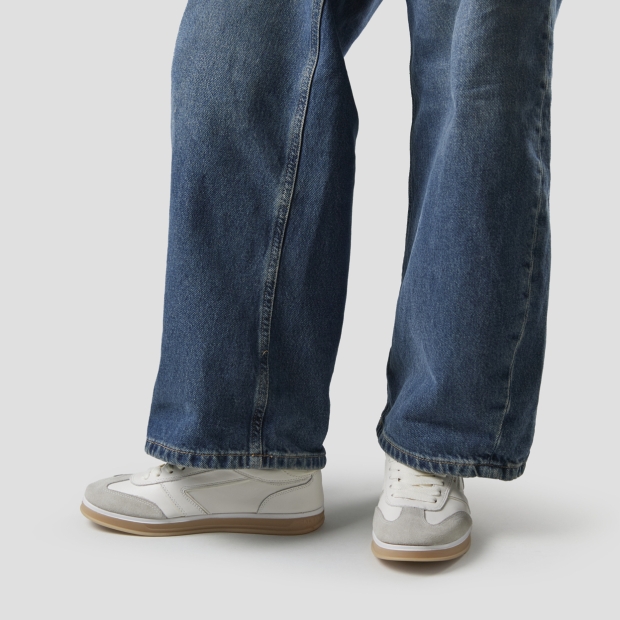 Sneakers Alexander Smith thames donna in pelle bianca e camoscio grigio - 2