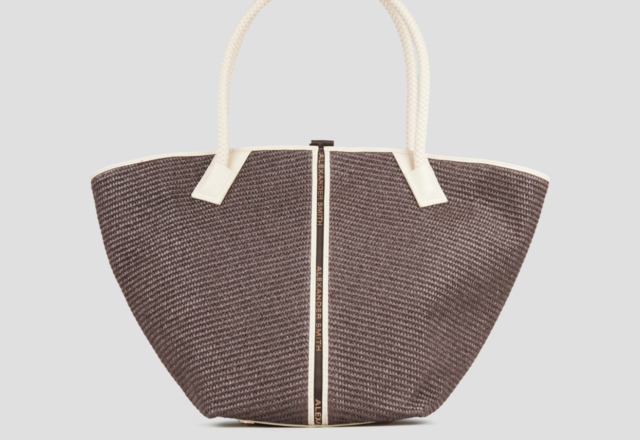 Sneakers Alexander Smith lauren large borsa a spalla in rafia marrone e manico intrecciato - 1