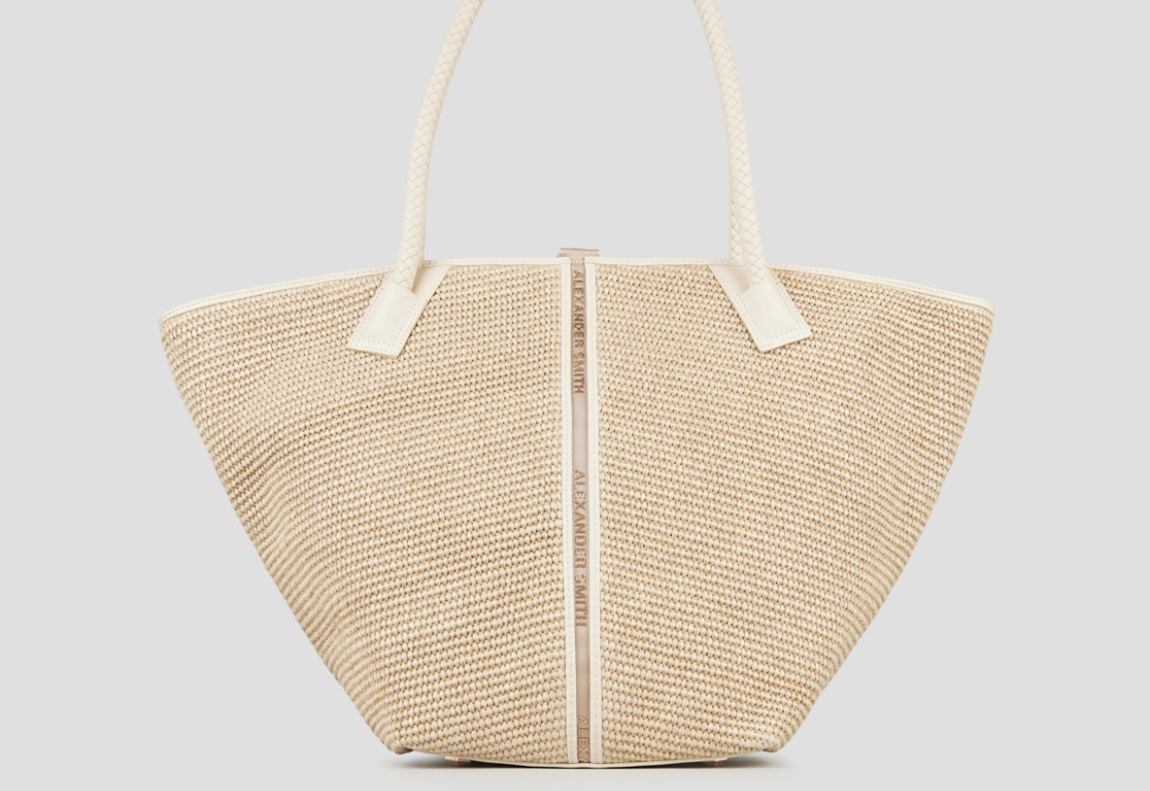 Sneakers Alexander Smith lauren large borsa a spalla in rafia beige e manico intrecciato - 1