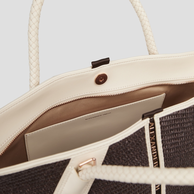 Sneakers Alexander Smith lauren large borsa a spalla in rafia marrone e manico intrecciato - 5