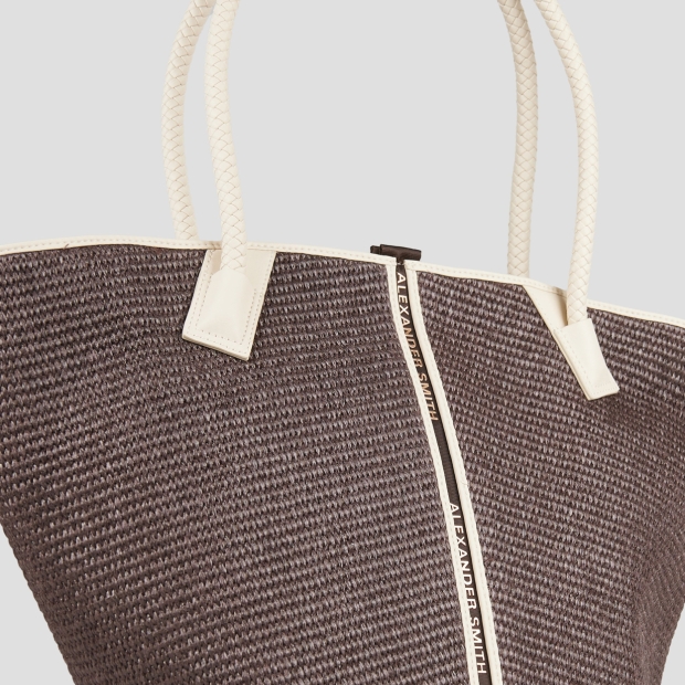 Sneakers Alexander Smith lauren large borsa a spalla in rafia marrone e manico intrecciato - 6