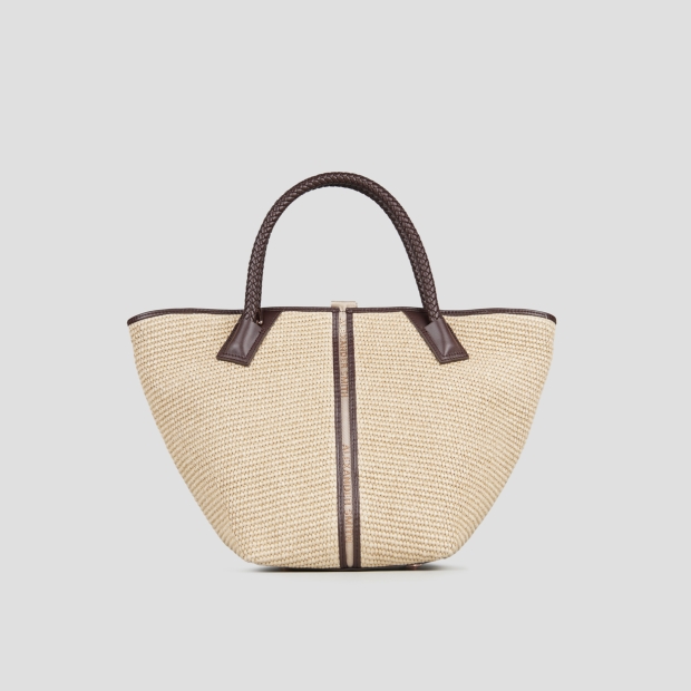 Sneakers Alexander Smith lauren medium borsa a mano con tracolla in rafia beige e manico intrecciato marrone - 4